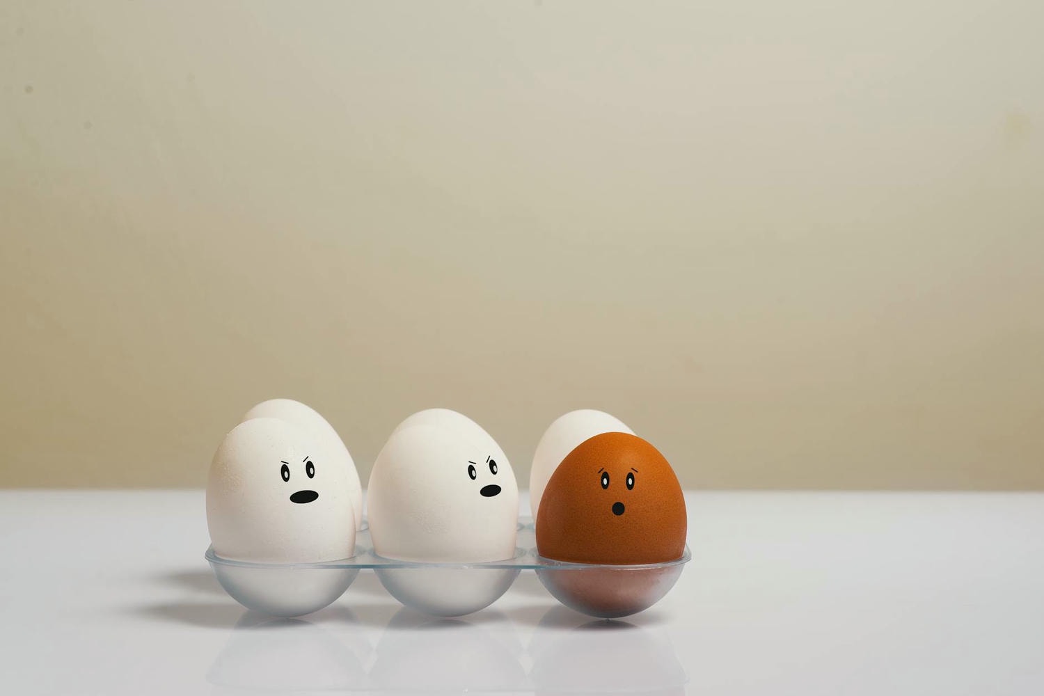 eggs in tray on white surface