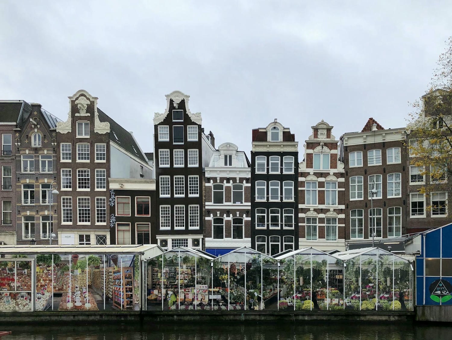 florist stores by singel canal in amsterdam