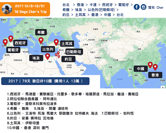 歐亞非 | 10國 | 2017 跨國之旅78天13萬 - 第1張圖